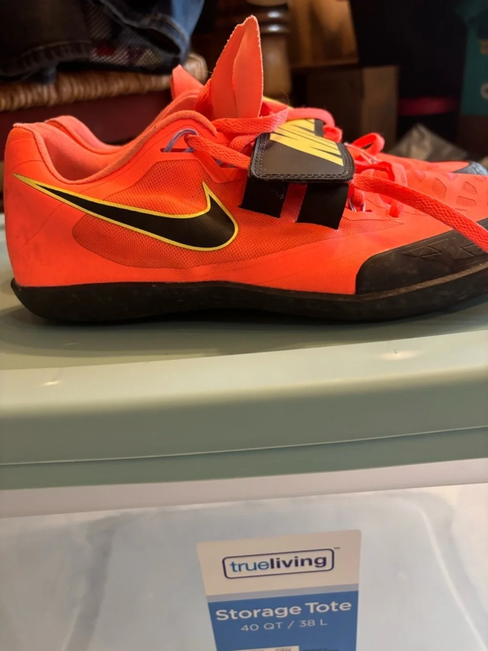 Nike Neon Orange Training Shoes with Yellow NIKE Strap